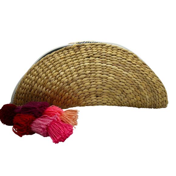 Funky Monkey Women's Half Moon Basket Weave Boho Clutch Purse - Picture 3 of 9